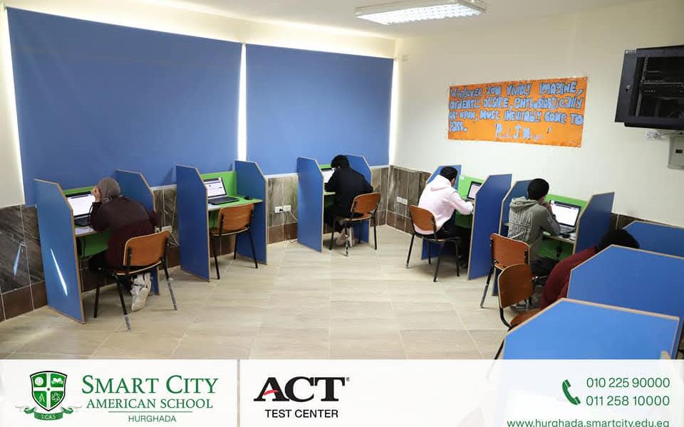 Computer-based exam booths at the ACT test centre